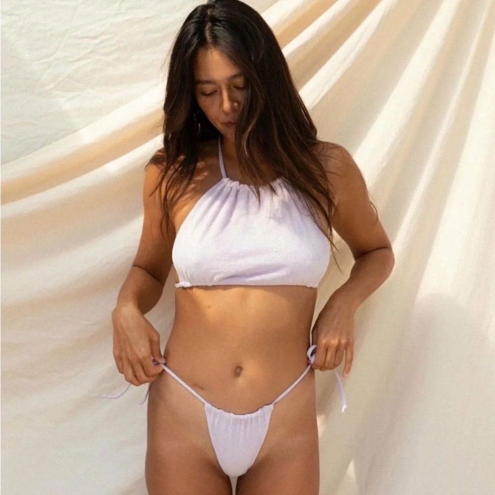 New! Stone Fox Swim piper bikini top orchid petal terry nwt 28967